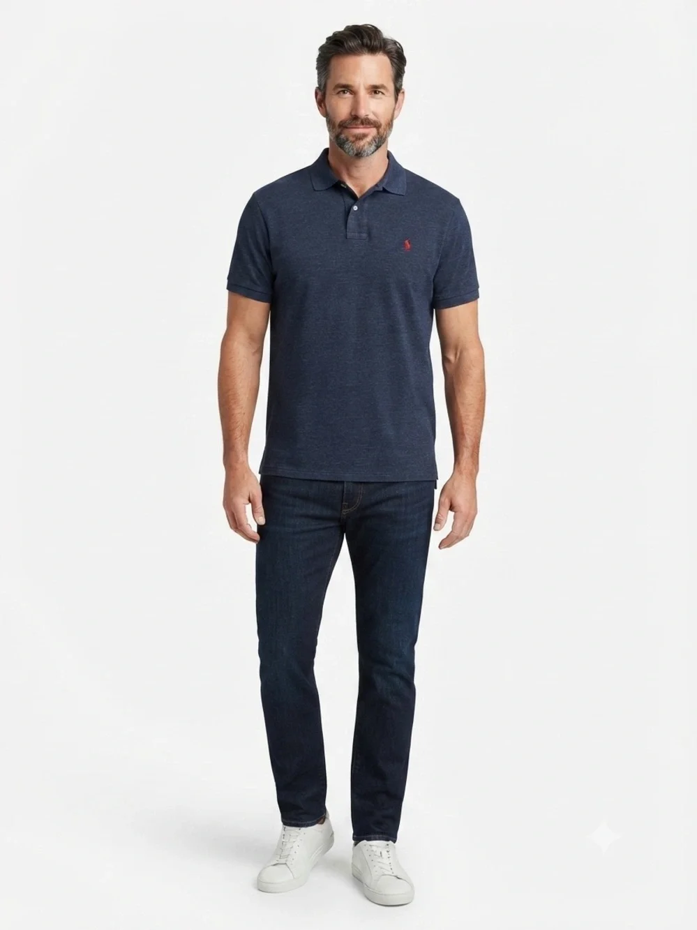 POLO Ralph Lauren Heathered Navy Polo Red Logo size XLT/TGL (Tall/Long)